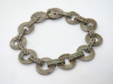 A filigree panel bracelet, no apparent hallmarks.