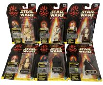 Six carded Star Wars: Episode I Commtalk figures, to include: Qui-Gon Jinn, Obi-Wan Kenobi and Darth