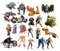 A mixed collection of various TV action figures, so include Superman, Batman, Bike Mice from Mars,
