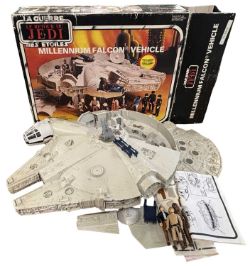 A boxed Palitoy Star Wars: Return of the Jedi Millenium falcon, with 3 figures. (unchecked for