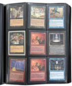 MAGIC THE GATHERING: one binder of various trading cards. [not all cards shown, viewing advised]
