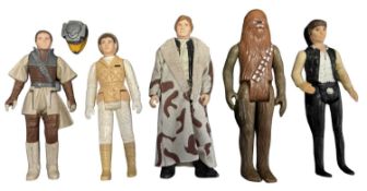 STAR WARS VINTAGE FIGURES: Leia x2, Han Solo x2, Chewbacca Marked LFL or GMFGI