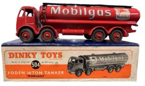 A boxed Dinky Toys 504 Foden 14-Ton Tanker, Mobilgas