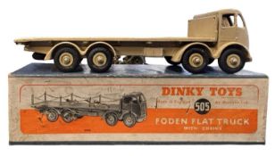 A boxed Dinky Toys 505 Foden Flat Truck, lacking chains.