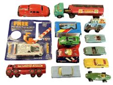 A small collection of various playworn diecast cars, mostly Dinky