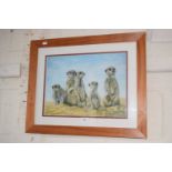 A framed picture of Meerkats
