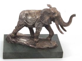 An Elizabeth II silver model of an elephant, hallmarked for Sheffield 1983, makers mark for