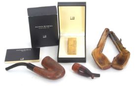 Mixed Lot: An Alfred Dunhill, London, roller gas gold plated pocket cigarette lighter, No 67881,