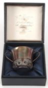 A parcel-gilt silver christening porringer to commemorate the royal christening of Prince William by