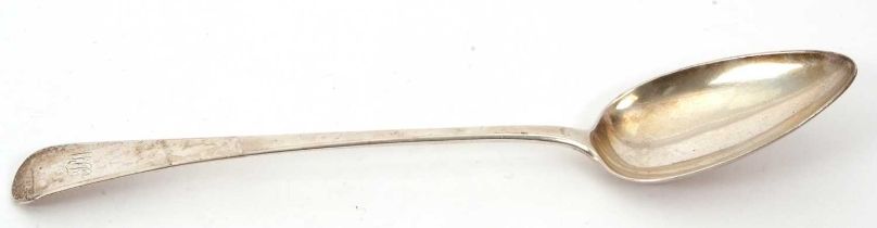 A George III silver basting spoon, initialled, hallmarked London 1804, makers mark for George