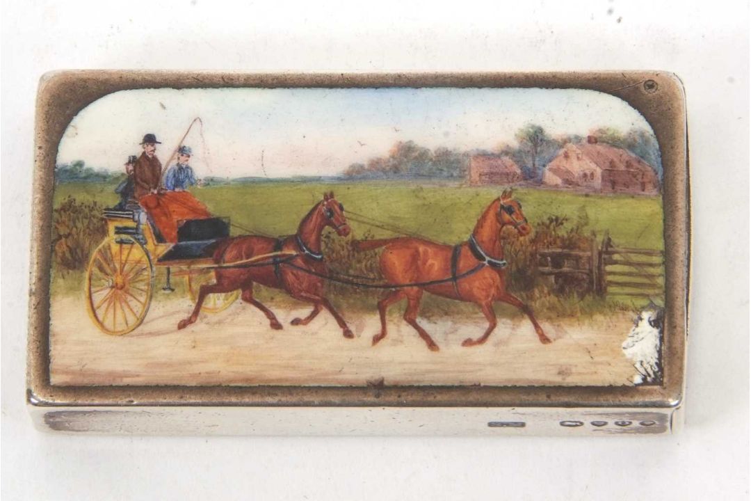 A Victorian silver and enamel vester case of rectangular form, featuring a detailed enamel scene - Image 4 of 8