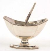 A Victorian swing handled pedestal sugar basket of plain panelled form with reeded decorated