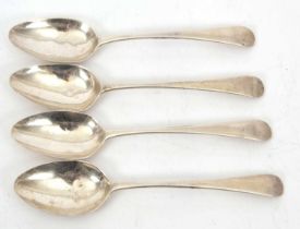 Four George III Old English Pattern dessert spoons, hallmarked for London 1817, makers mark for