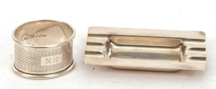 Mixed Lot: An Elizabeth II silver ashtray of plain rectangular form, hallmarked for Birmingham 1958,