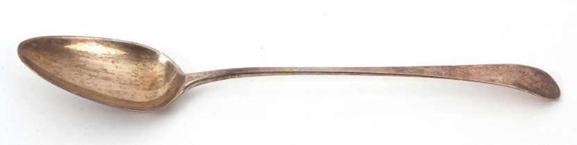 A George III silver basting spoon, chased and engraved with a crest, hallmarked for Newcastle