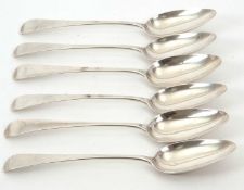 Six George III silver serving spoons, hallmarked for London 1794, makers mark for William Sumner