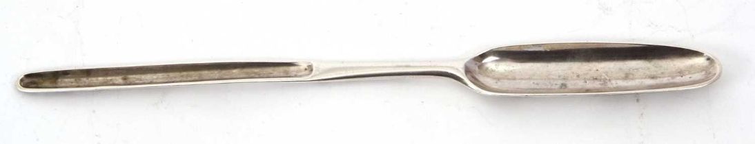 A George III silver double ended marrow scoop engraved with initials and a crest, makers mark rubbed