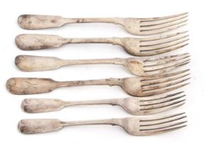 Mixed Lot: A pair of Victorian fiddle pattern table forks, initialled, hallmarked for London 1839,