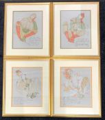Barbara Kennington RCA (20th / 21st century), Four preparatory pencil on paper fashion designs for