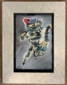 British, contemporary, 'Puss in Boots', mixed media on Arches Aquarelle paper, inscribed in ink to