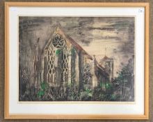 John Piper (1903-1992), 'Dorchester Abbey', offset lithpograph, signed, 78x59cm, framed and glazed