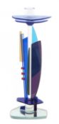 George Ponzini (American, b.1952) Modernist / Deco coloured candlestick with mirrored base,