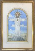 Arnold Auerbach (1898-1978), Depiction of Christ on the mount, pencil, watercolour and ink, signed