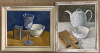 Vladimir Titov (Russian, b.1950), 'Porcelain Kettle' and 'Still life with Can and Glass', oil(s)