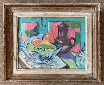 Fauvism School, 20th century, interior still life, oil on board backed paper, unsigned, 33x26cm,