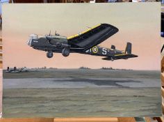 Mike Bailey (British, 20th century), 'Armstrong-Whitworth Whitely RAF', acrylic on wtarecolour