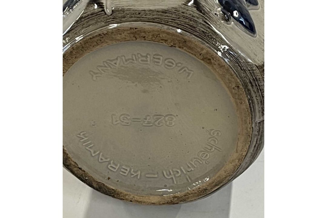 A West German Scheurich large jar and conver, the grey ground with blue floral design in relief, - Image 6 of 6
