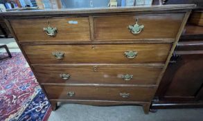 A late Georgian mahogany chest of two short over three long drawers, 108cm wide
