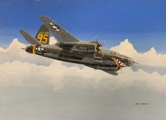 Mike Bailey (British, 20th century), 'Martin Maurauder USAAF 'The Marlin', gouache on watercolour
