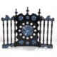 A 20th Century Spanish mantel clock with ebonised frame and enamelled panels, bearing label to the - Image 1 of 4
