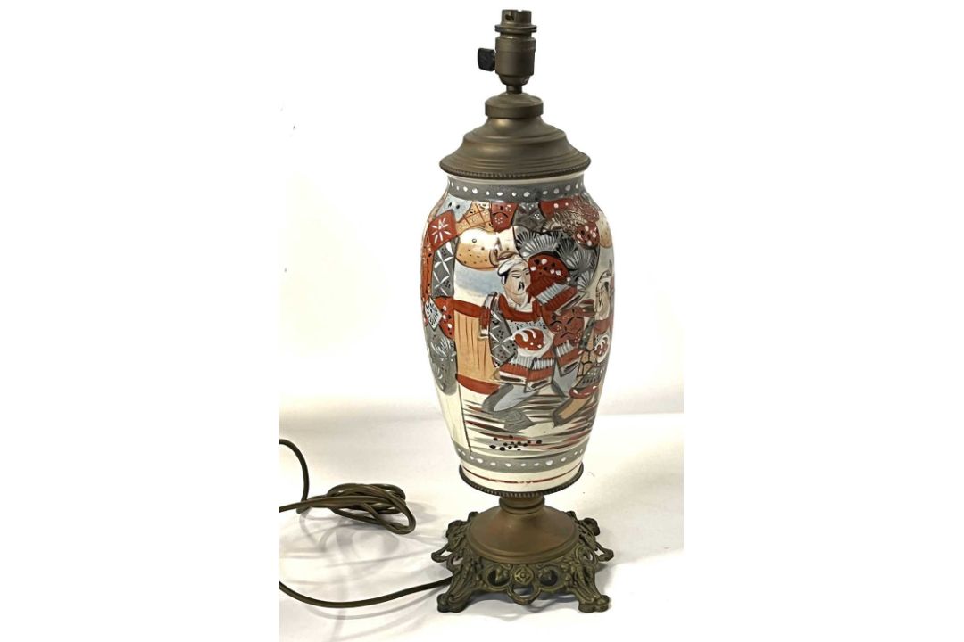 A Chinese crackle ware type vase converted into a lamp, vase 32cm high - Image 2 of 4