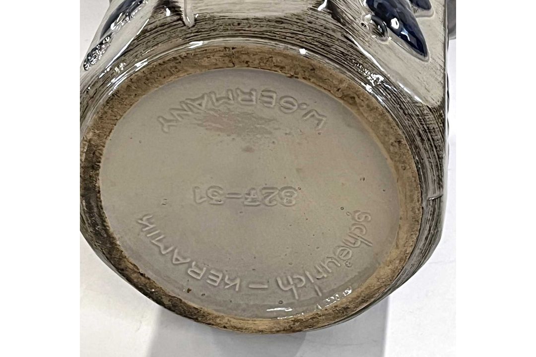 A West German Scheurich large jar and conver, the grey ground with blue floral design in relief, - Image 5 of 6