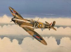 Mike Bailey (British, 20th century), 'Gloster Gladiator RAF', gouache on watercolour board,