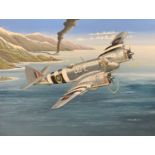 Mike Bailey (British, 20th century), 'Bristol Beaufighter RAF', acrylic on watrecolour board,