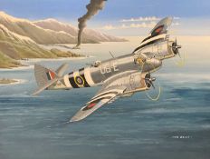 Mike Bailey (British, 20th century), 'Bristol Beaufighter RAF', acrylic on watrecolour board,
