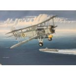 Mike Bailey (British, 20th century), 'Fairey Swordfish MKI', acrylic on watercolour board, signed,
