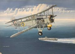 Mike Bailey (British, 20th century), 'Fairey Swordfish MKI', acrylic on watercolour board, signed,