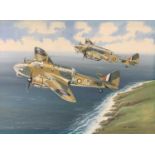 Mike Bailey (British, 20th century), 'Spitfire IX MJ627 No 441 (Silver Fox) Squadron', gouache on