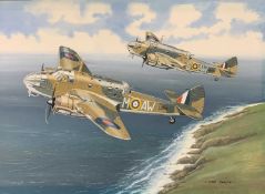 Mike Bailey (British, 20th century), 'Spitfire IX MJ627 No 441 (Silver Fox) Squadron', gouache on