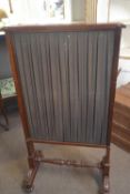 An early 19th Century mahogany framed screen fitted with adjustable pleated fabric panels, 121cm