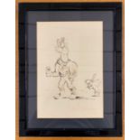 Paul Sample (1946-2026) Original ink on paper sketch of Ogri and Kickstart from the UK Cartoon '