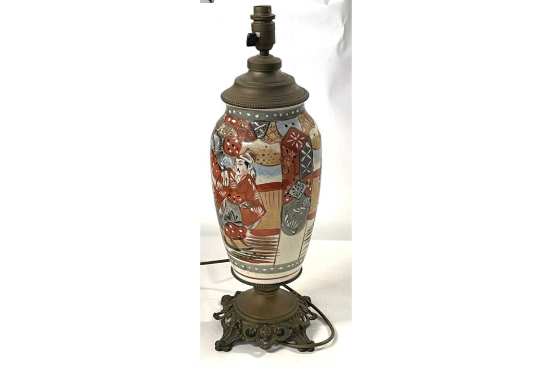 A Chinese crackle ware type vase converted into a lamp, vase 32cm high - Image 4 of 4