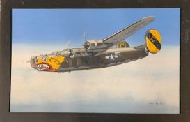 Mike Bailey (British, 20th century), 'Consolidated B24 Liberator 44th BG USAAF', gouache on