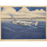 Mike Bailey (British, 20th century), 'Consolidated LB30 USAAF', acrylic on watercolour card, signed,