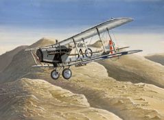 Mike Bailey (British, 20th century), 'Bristol Fighter', gouache on watercolour board, signed,