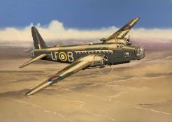 Mike Bailey (British, 20th century), 'Vickers Wellington RAF', acrylic on watercolour board, signed,